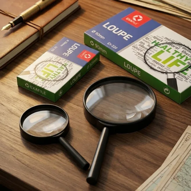 مكبر يدوي بعدسة زجاجية نقية - مقاسات متعددة.