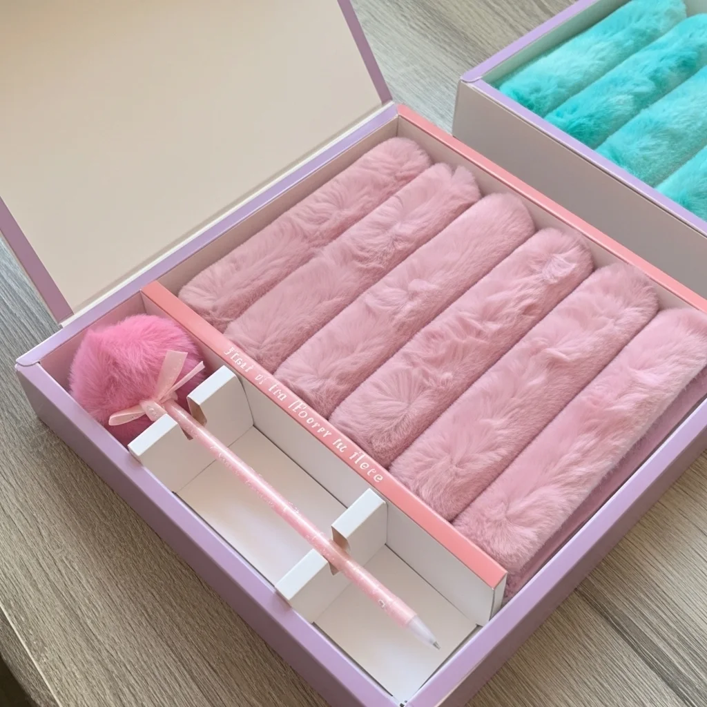 دفتر فرو فاخر مع قلم بوم بوم – وردي & أزرق