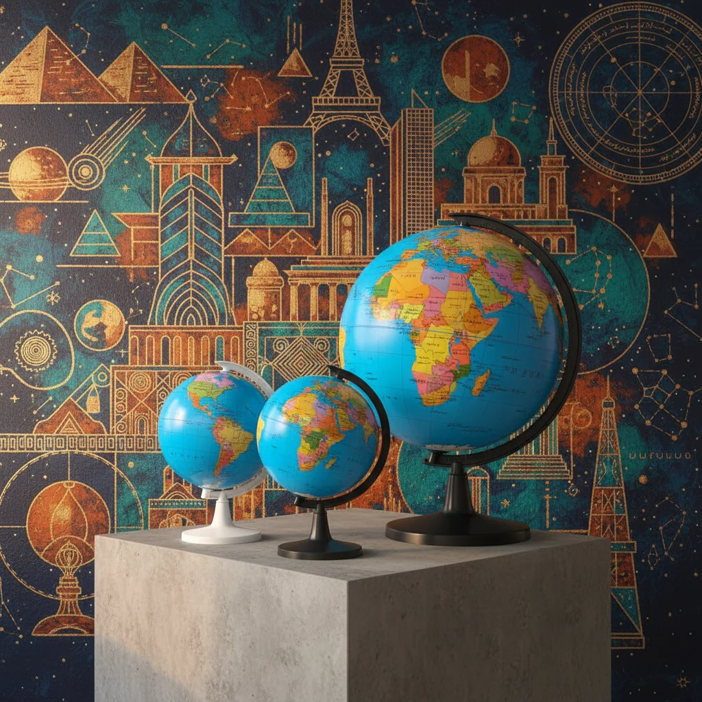 مجسم الكرة الأرضية السياسي باللغة العربية - متوفر بثلاثة أحجام.