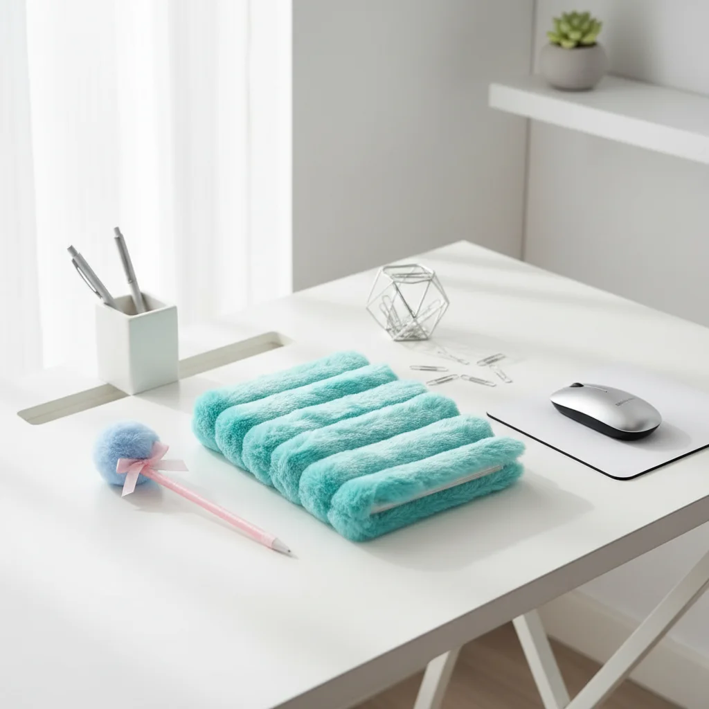 دفتر فرو فاخر مع قلم بوم بوم – وردي & أزرق