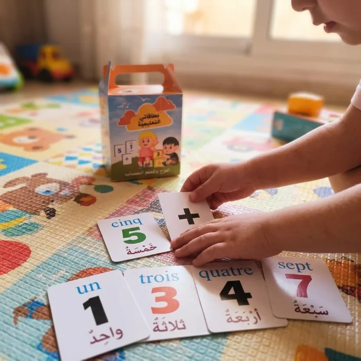 علبة بطاقاتي التعليمية لتعلم الحساب - ثنائية اللغة (عربي - فرنسي)
