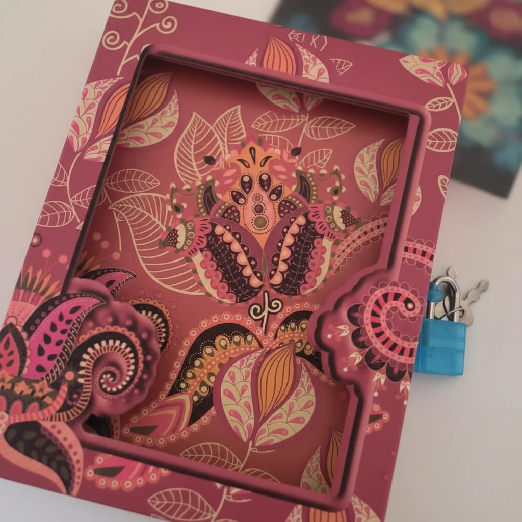 مذكرة A6 بوهيمية بقفل سري - دفتر ملاحظات مدمج.