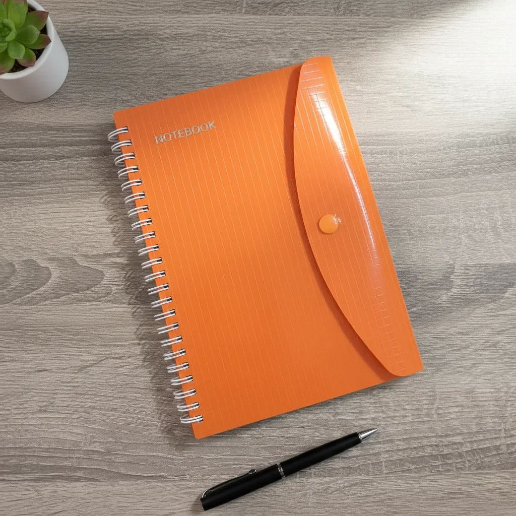 دفتر ملاحظات (نوت بوك) سلك بغطاء بلاستيكي وقفل محكم - ألوان متعددة