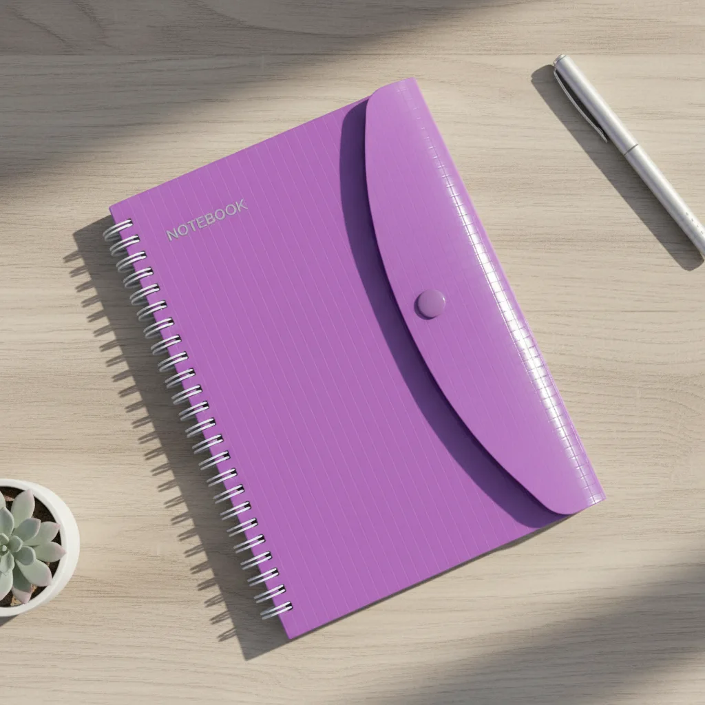 دفتر ملاحظات (نوت بوك) سلك بغطاء بلاستيكي وقفل محكم - ألوان متعددة