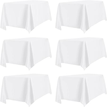 PureFit Paquete de 6 manteles rectangulares blancos de 60 x 102 pulgadas para mesas de 6 pies, resistentes a las manchas y a las arrugas, para uso doméstico, boda, fiesta, banquete y campamen