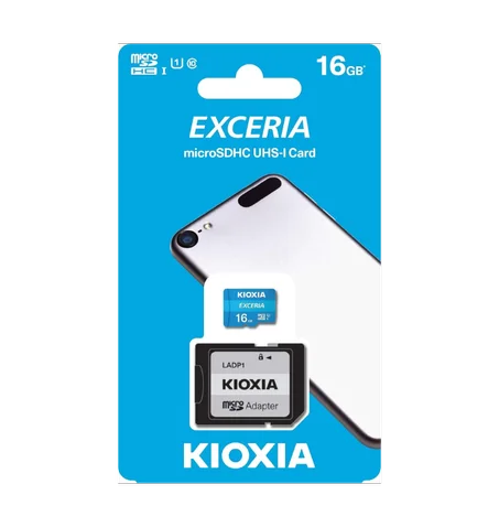 Carte Mémoire 16 Gb KIOXIA EXCERIA Micro SDHC UHS-I jusqu'à 100 Mb/s - Avec Adaptateur