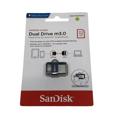Clé USB DUO 32 Gb SanDisk Ultra Dual USB 3.0 Vitesse jusqu'à 150 Mb/s