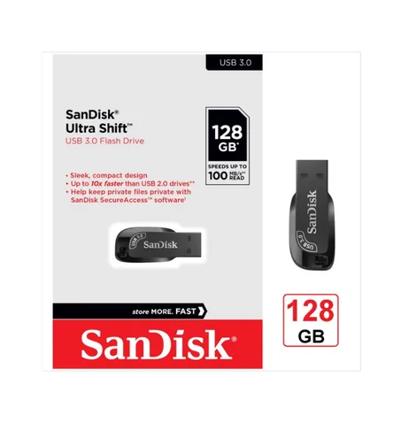 Clé USB 128 Gb SanDisk Ultra Shift USB 3.0 Vitesse jusqu'à 100 Mb/s