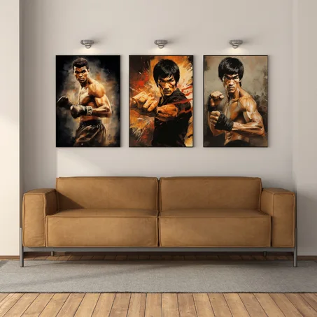 3 TABLEUAX MOHAMMED ALI ET BRUCE LEE