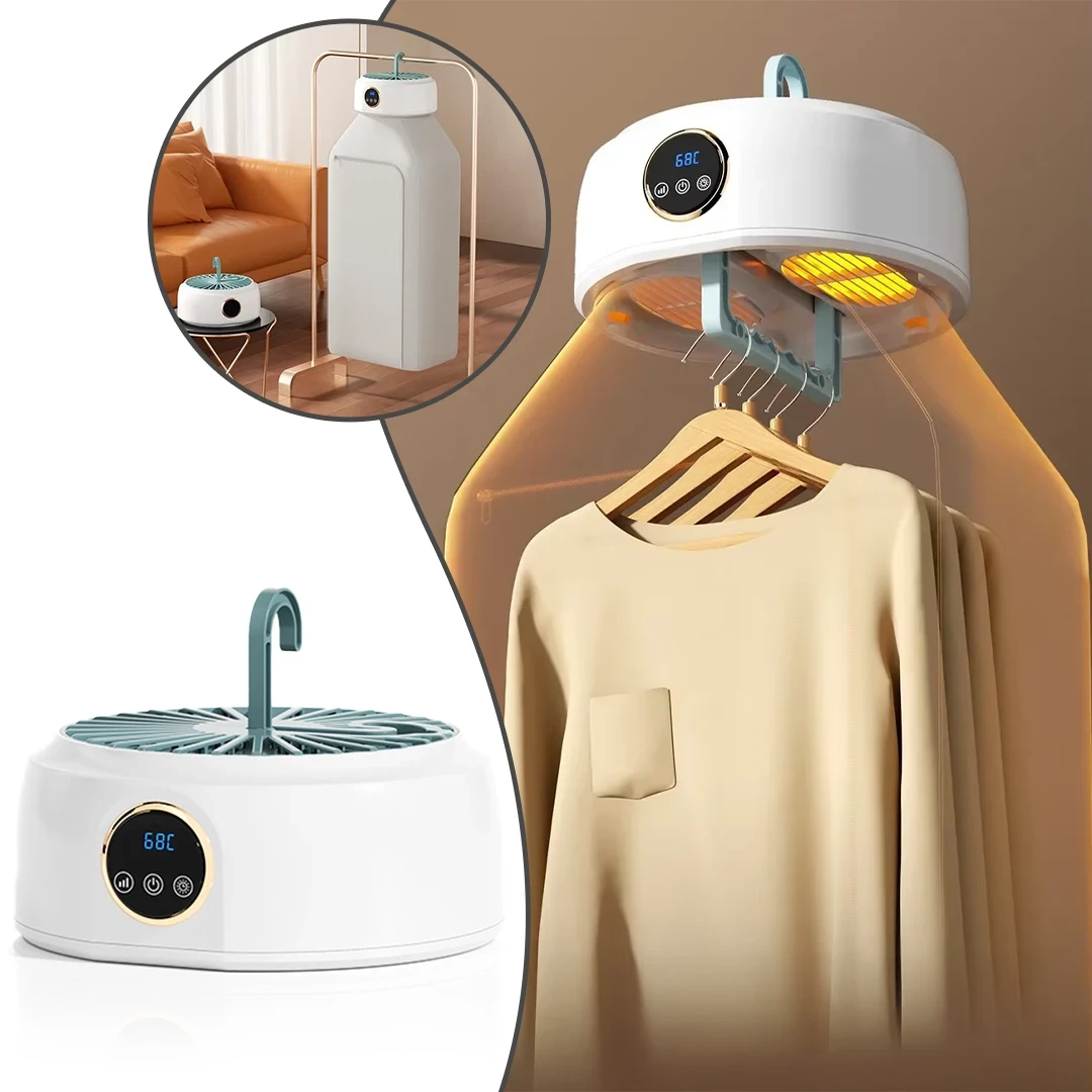 مجفف الملابس الكهربائي القابل للطي بسعة 10 كغ