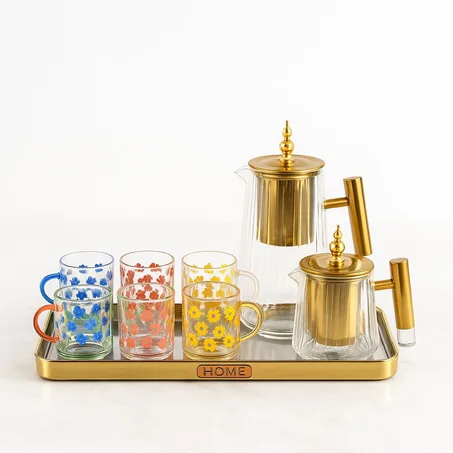 pack 03  1in4 : 2 pcs Theiere+ 1pcs plateau + 6 pcs Verres