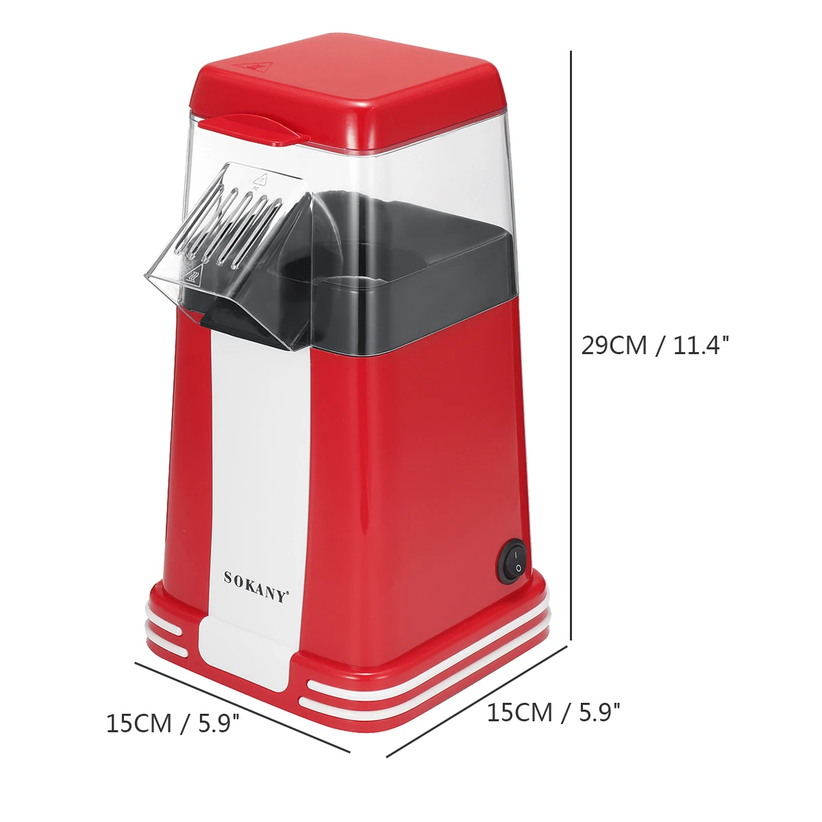 Machine À Pop-Corn Électrique Sans Huile-Rouge-1200W-SK-289 SOKANY