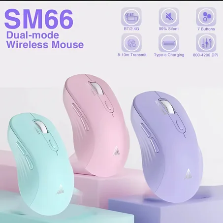 ماوس SOLAKAKA SM66 صامت ومرن بثلاثة أوضاع اتصال