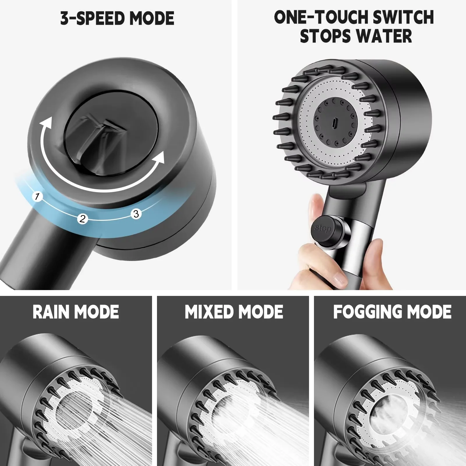 Douchette Haute Pression avec Filtre Ionique – Finition Chrome Premium