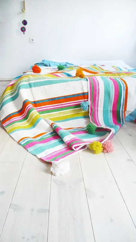 multicolor Moroccan blanket