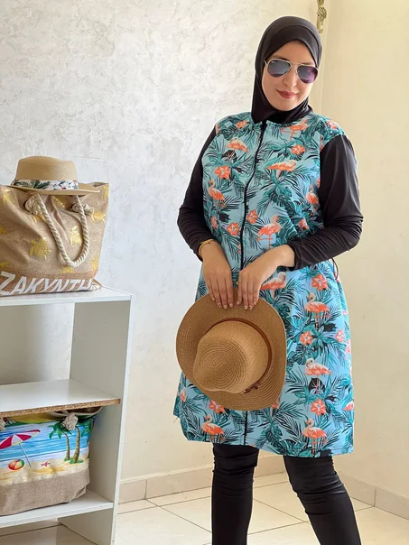 باك الصيفي للنساء مكون من 2 منتجات (  بوركيني + صاك) + هدية ( قبعة عادية او قبعة نصفية )