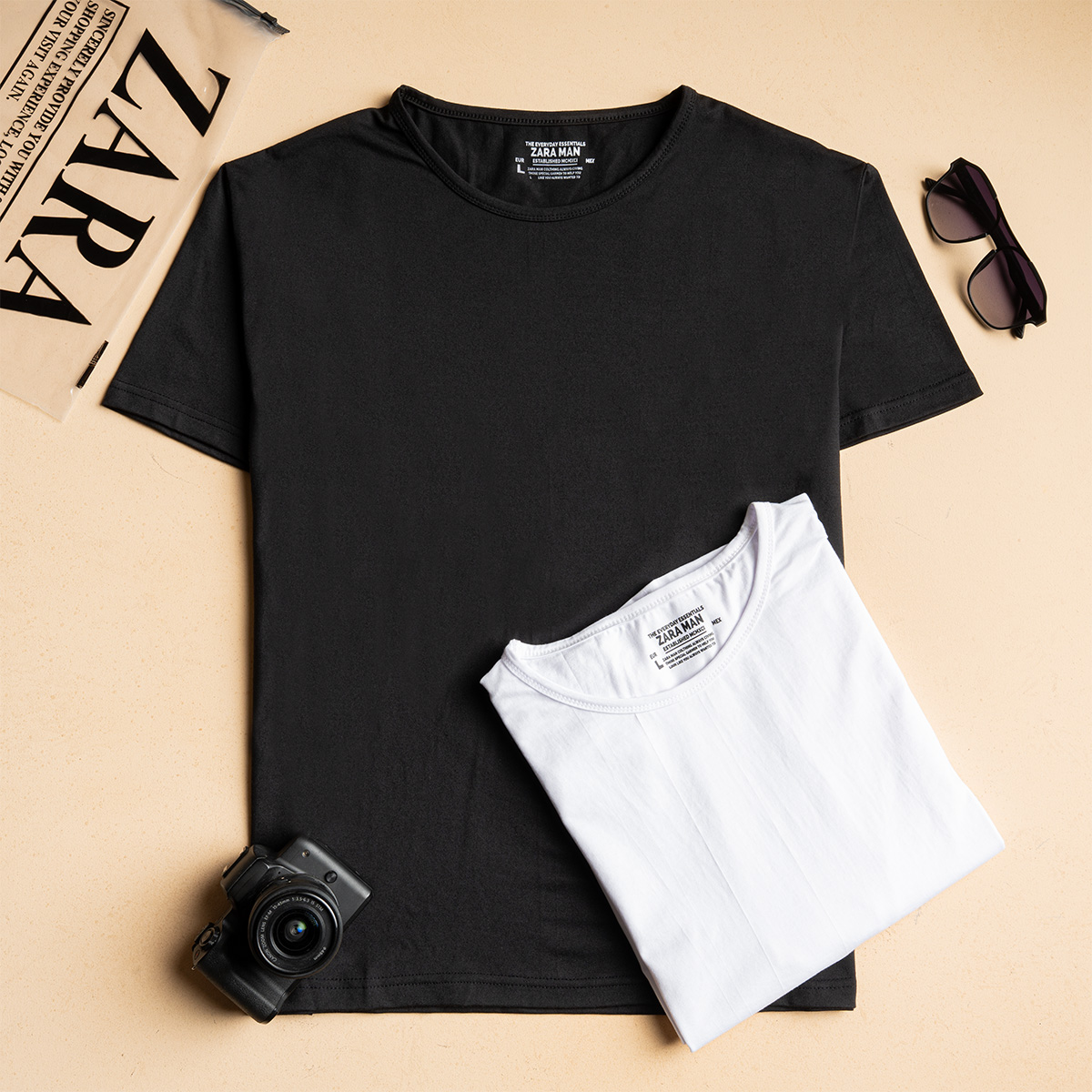 Zara تيشرت نص كم