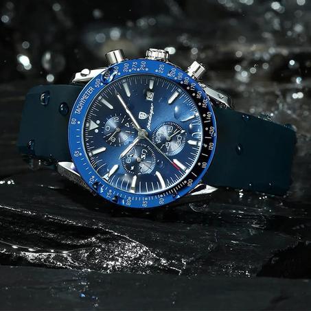 ساعة (Poedagar Infinity) الرجالية ,سير ربل مع اطار سيراميك وزجاج اكريلك ضد الخدش