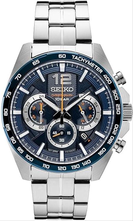 SEIKO SSB347 Watch for Men - Essentials - Quartz Chronograph, Tachymeter