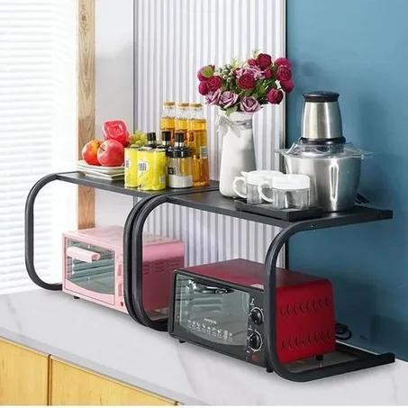 حامل ورف ميكرويف و فرن حامل صلب لتخزين أدوات الطهي والأطباق و اجهزة المطبخ