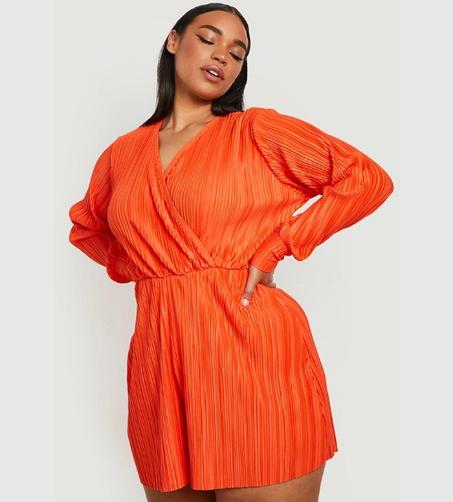 Robe courte portefeuille Plissé