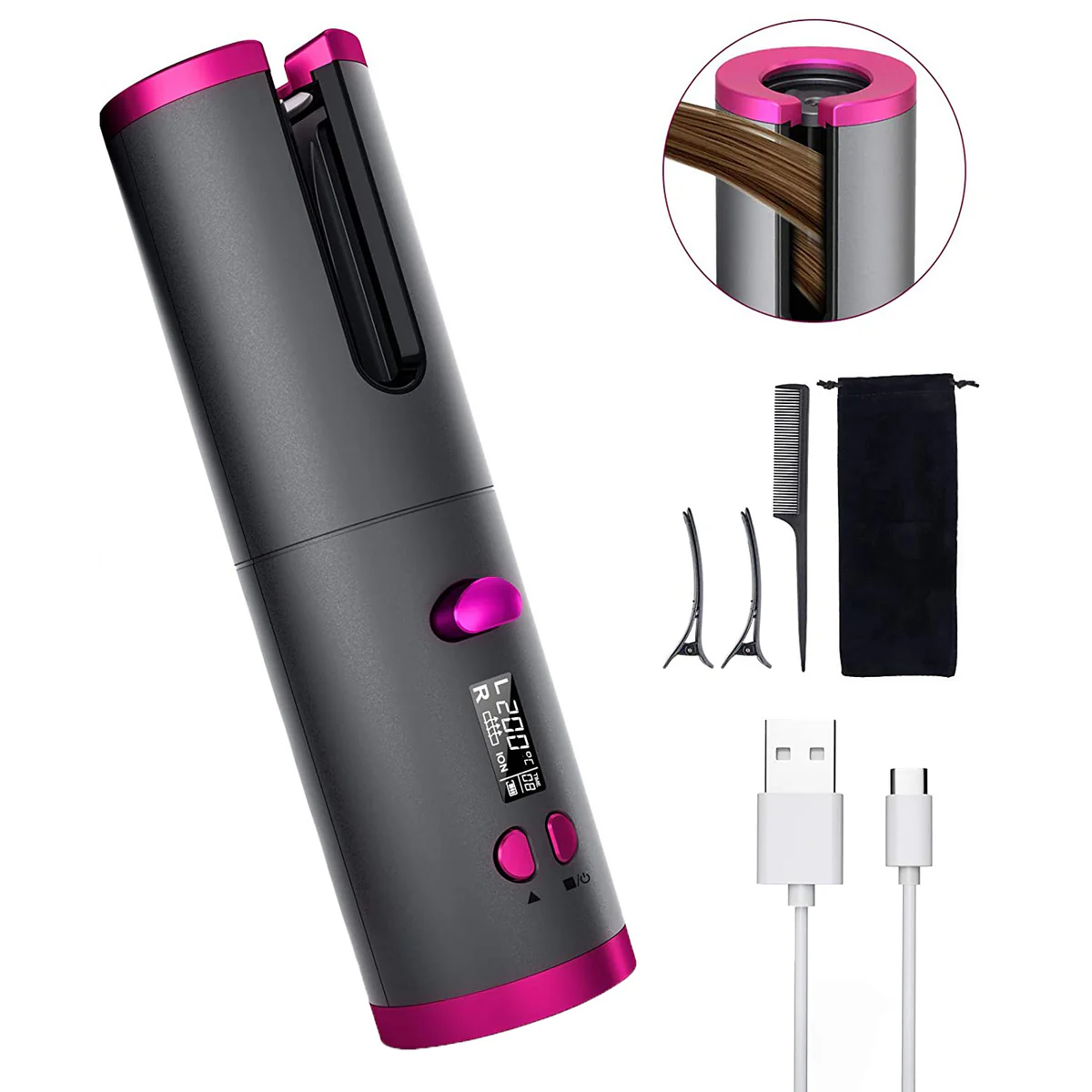 Cordless automatic hair curler