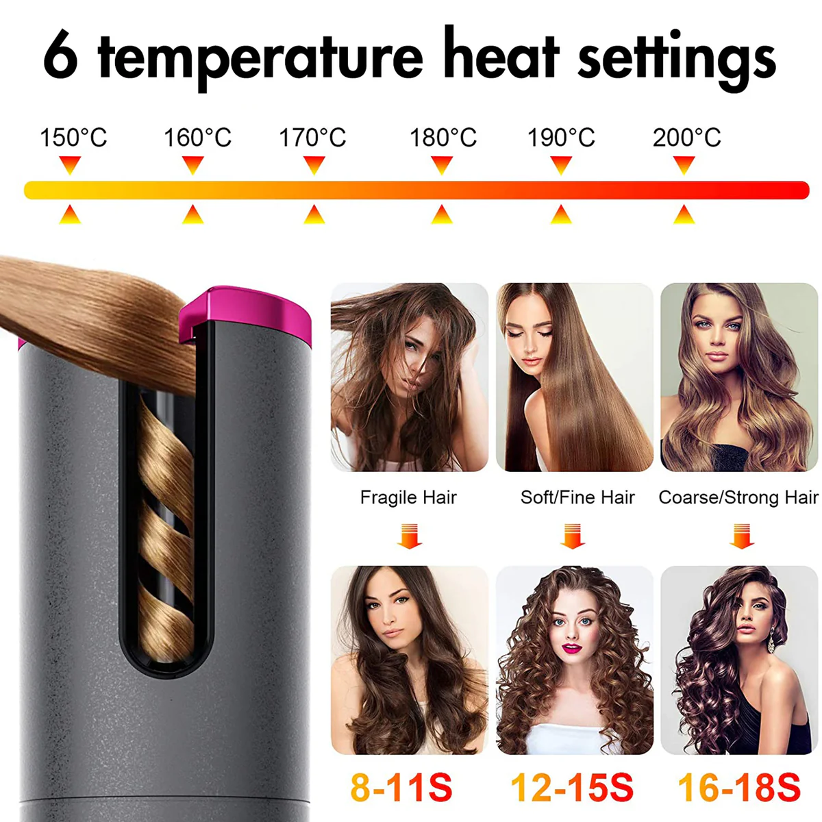 Cordless automatic hair curler