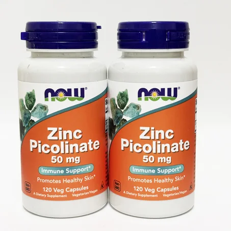 Pack 2 bouteilles Zinc Picolinate 50 mg 120 veg caps – NOW® Foods