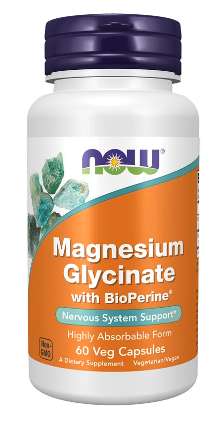 NOW Foods, Glycinate de magnésium avec BioPerine®, 60 capsules