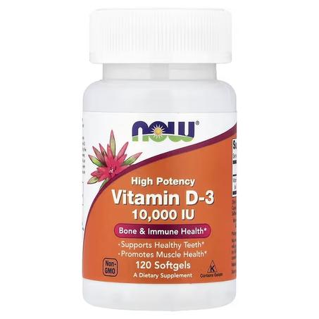 Now Foods Vitamine D3, 10 000 UI, 120 capsules