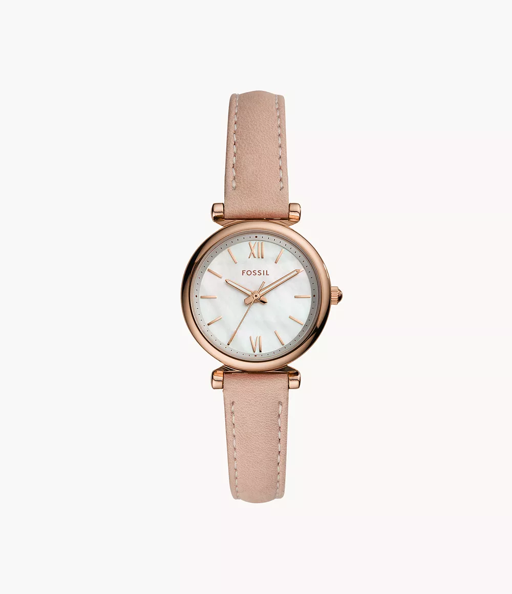 CARLIE MINI THREE-HAND TAN LEATHER WATCH