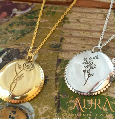 Collier fleur bombé