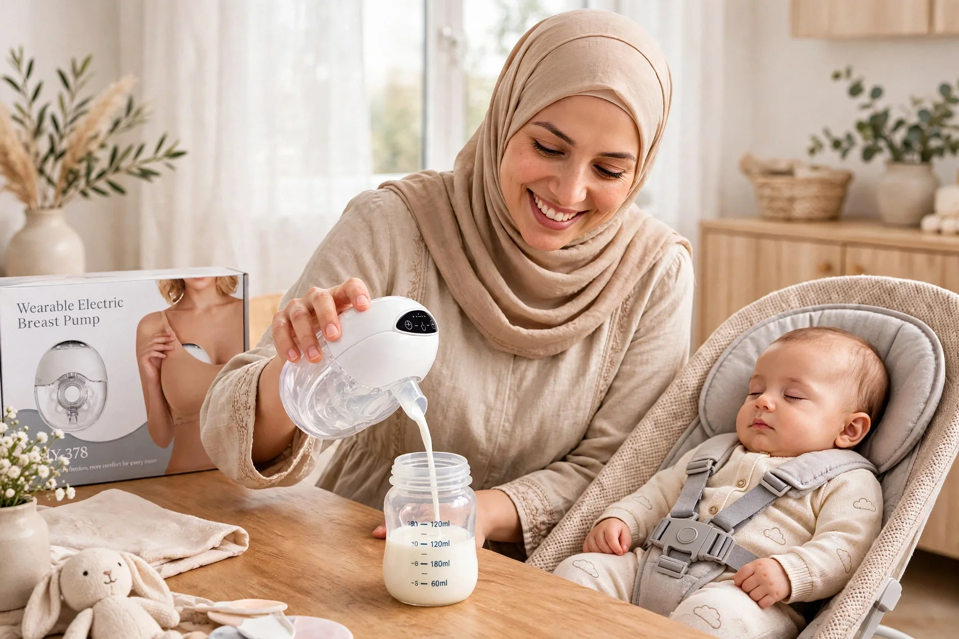 MY-378 - شفاط الحليب الذكي القابل للإرتداء - حرية الأم العصرية