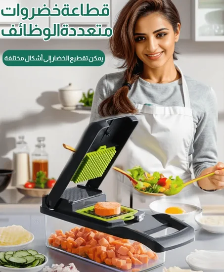 قطاعة الخضار المقاومة للصدأ مع علبة تخزين : 16 قطعة