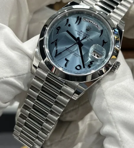 Rolex Day-Date 40 Platinum – Ice Blue Dial & Chiffres Arabes