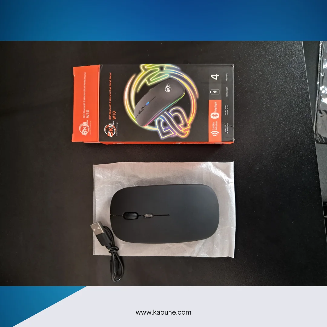 فأرة لاسلكية قابلة لإعادة الشحن بتقنية Bluetooth و 2.4GHz – موديل W10