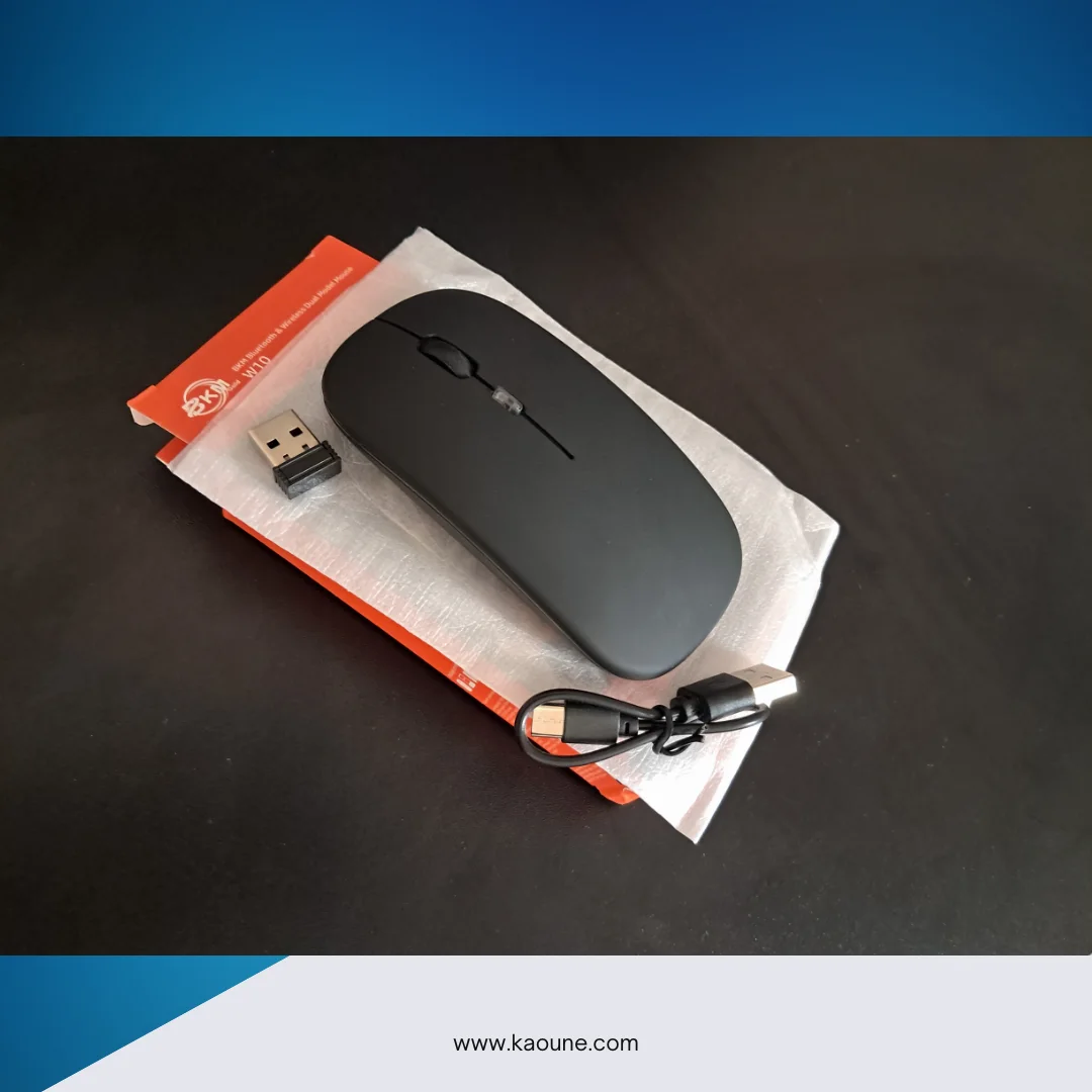 فأرة لاسلكية قابلة لإعادة الشحن بتقنية Bluetooth و 2.4GHz – موديل W10