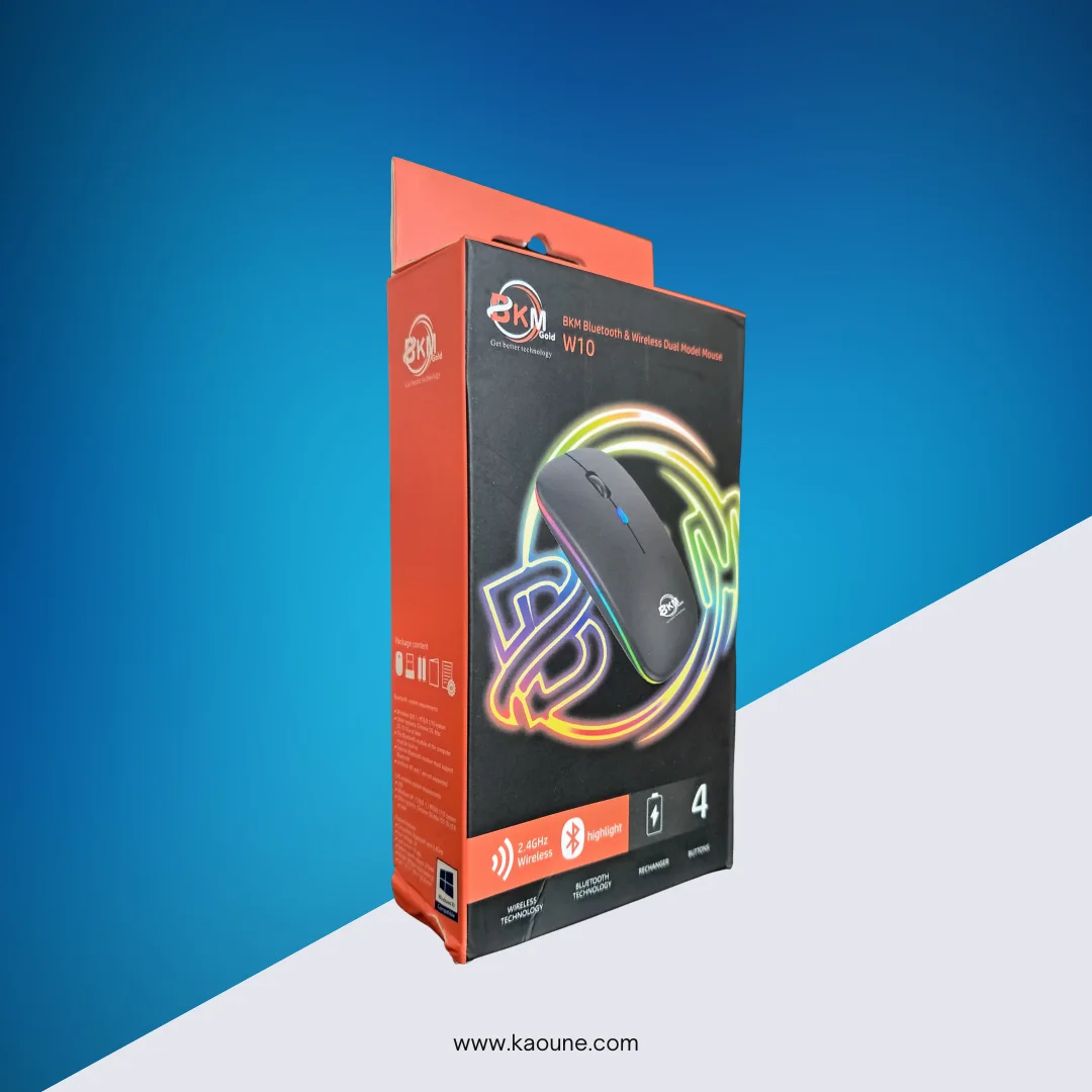 فأرة لاسلكية قابلة لإعادة الشحن بتقنية Bluetooth و 2.4GHz – موديل W10