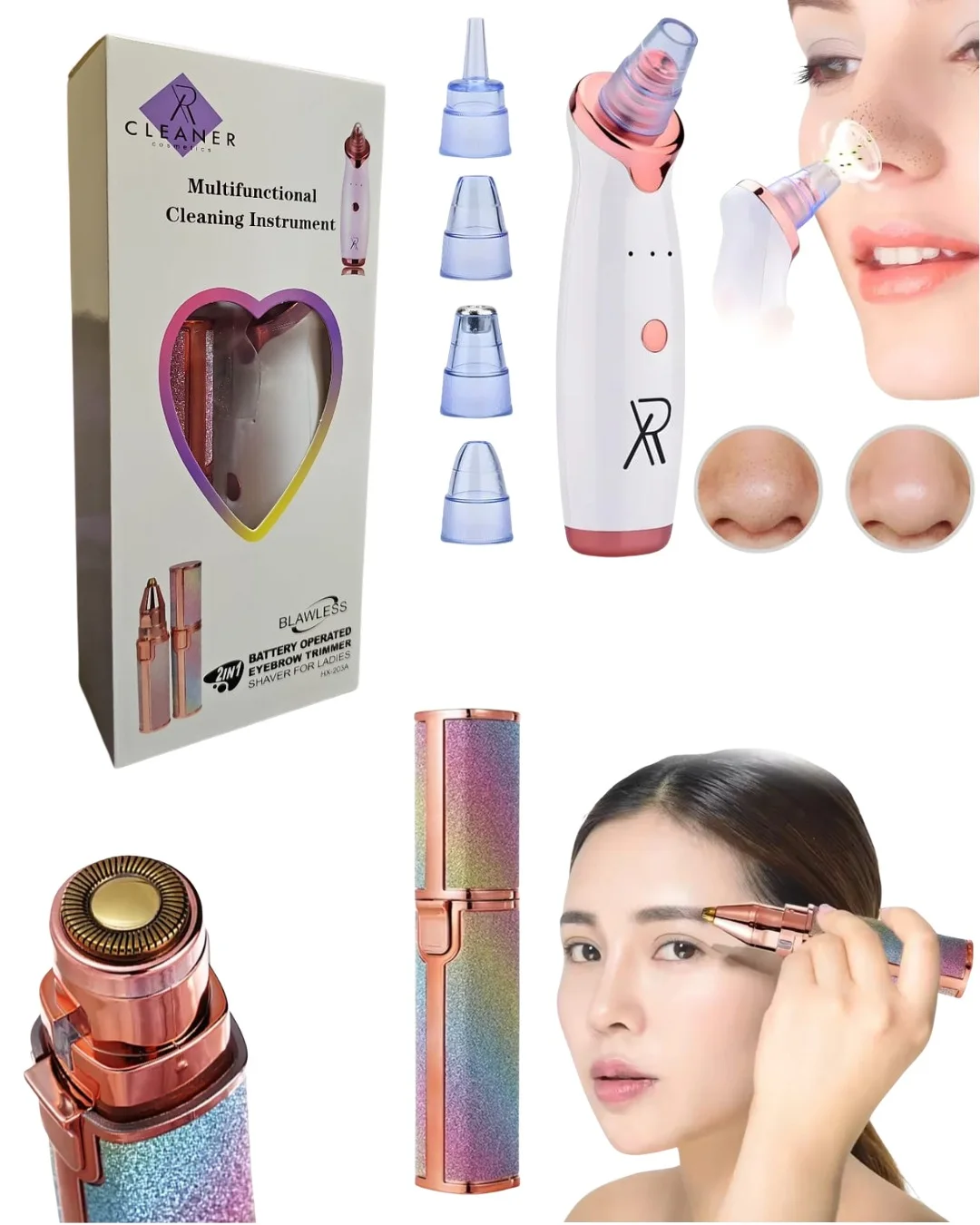 جهاز تنظيف الوجه + ماكينة الحواجب