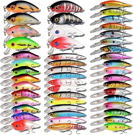 LINGYUE Kit de señuelos de pesca de lubina, cebos duros de agua superior, cebos de pececillos, señuelo VIB, cebo de natación para lucioperca de agua salada y agua dulce