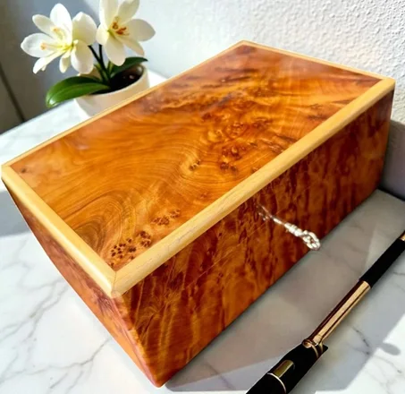 Moroccan jewellery Box lockable thuya wooden burl Jewelry Box organizer With Key