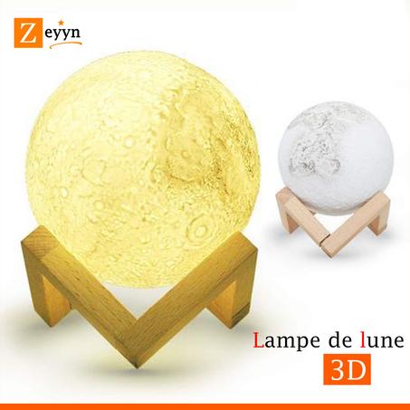 Veilleuse lune 3D - Couleur changeante et Rechargeable