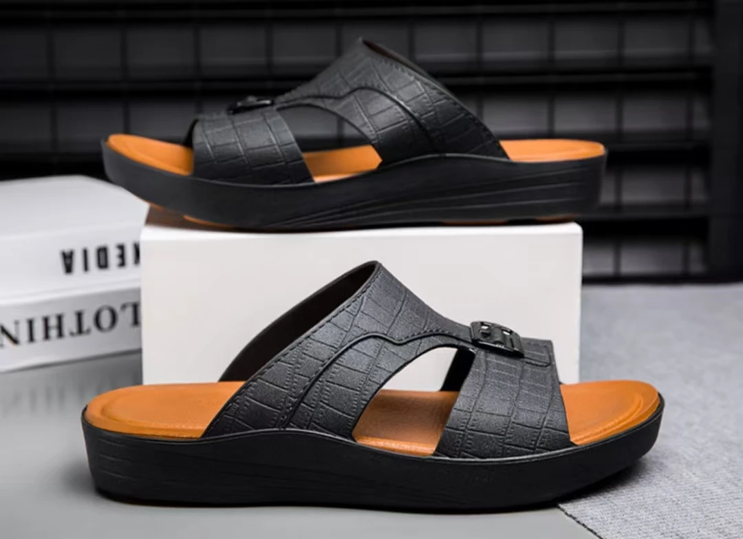 صندل رجالي عصري مريح مفتوح من الأمام بنعل سميك