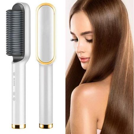 Brosse Lissante Anti-Frisottis Chauffante En Céramique Professionnelle