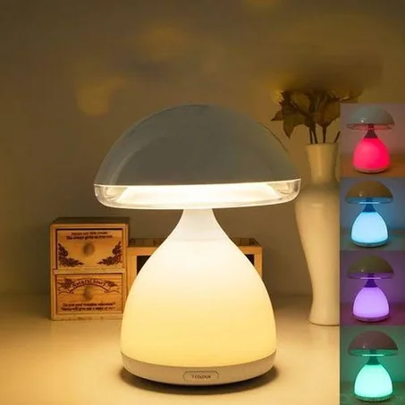 Lampe Led À Champignon Sans Fil , S'Allume En 7 Couleurs - Blanc