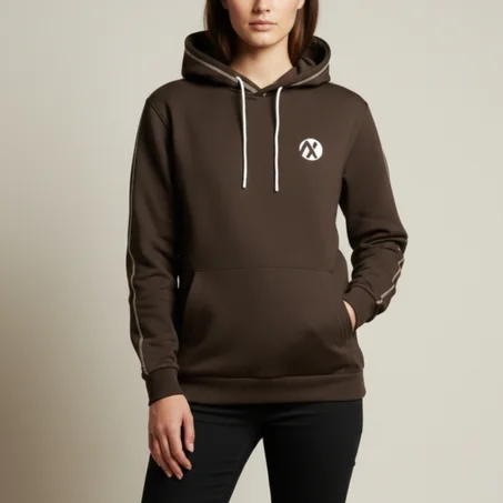 طقم رياضي عصري (Hoodie & Pants) - قماش ممتاز - بني داكن