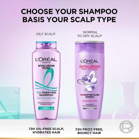 لوريال باريس حمض الهيالورونيك النقي 72 ساعة شامبو للفروة