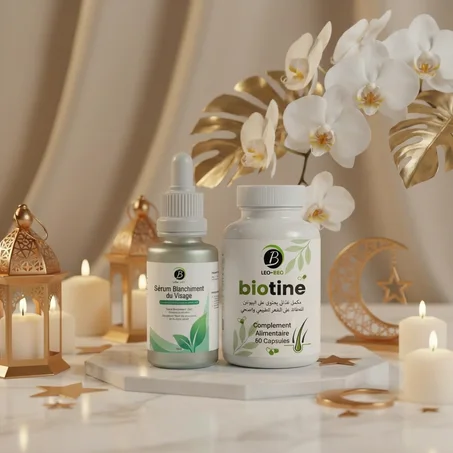 باك الجمال المتكامل: سيروم تفتيح الوجه + كبسولات البيوتين للشعر والبشرة