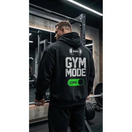 Hoodie Oversize “GYM MODE ON” – Streetwear Fitness