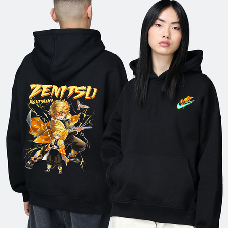 ⚡ Zenitsu Agatsuma Oversize Hoodie – Thunder Breathing Edition